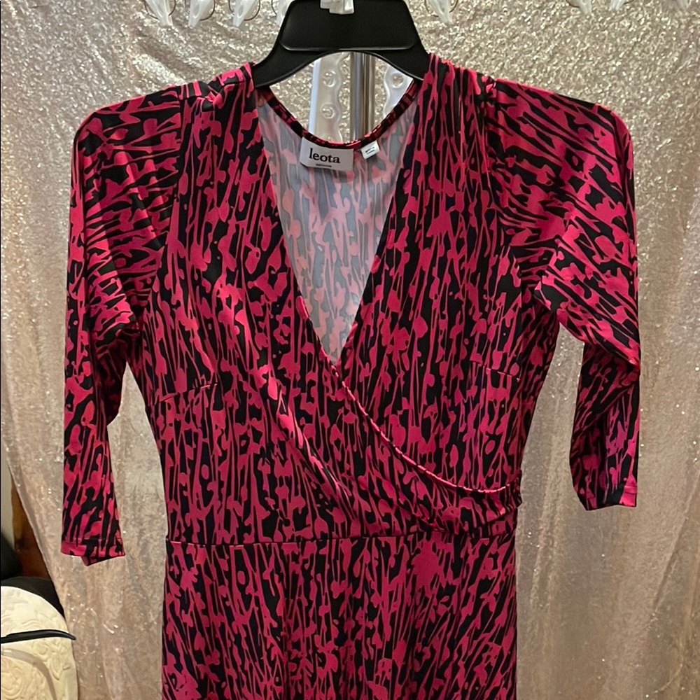 Leota Pink and black Abstract Dress